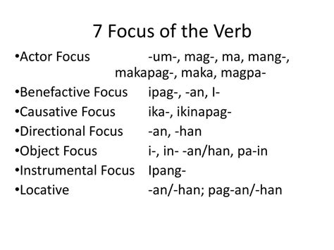 directional focus|Benefactive Focus vs Locative / Directional Focus .